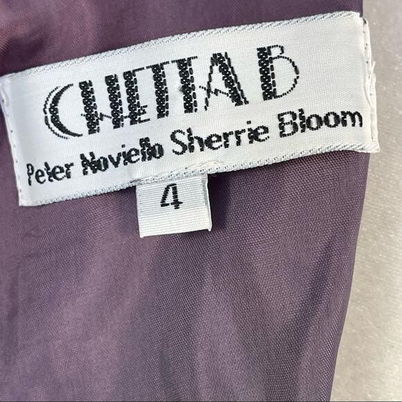 Chetta B Vintage 90's Genuine Mink Trimmed Two Piece Blue Gray Skirt Suit Size 4 - Picture 7 of 9